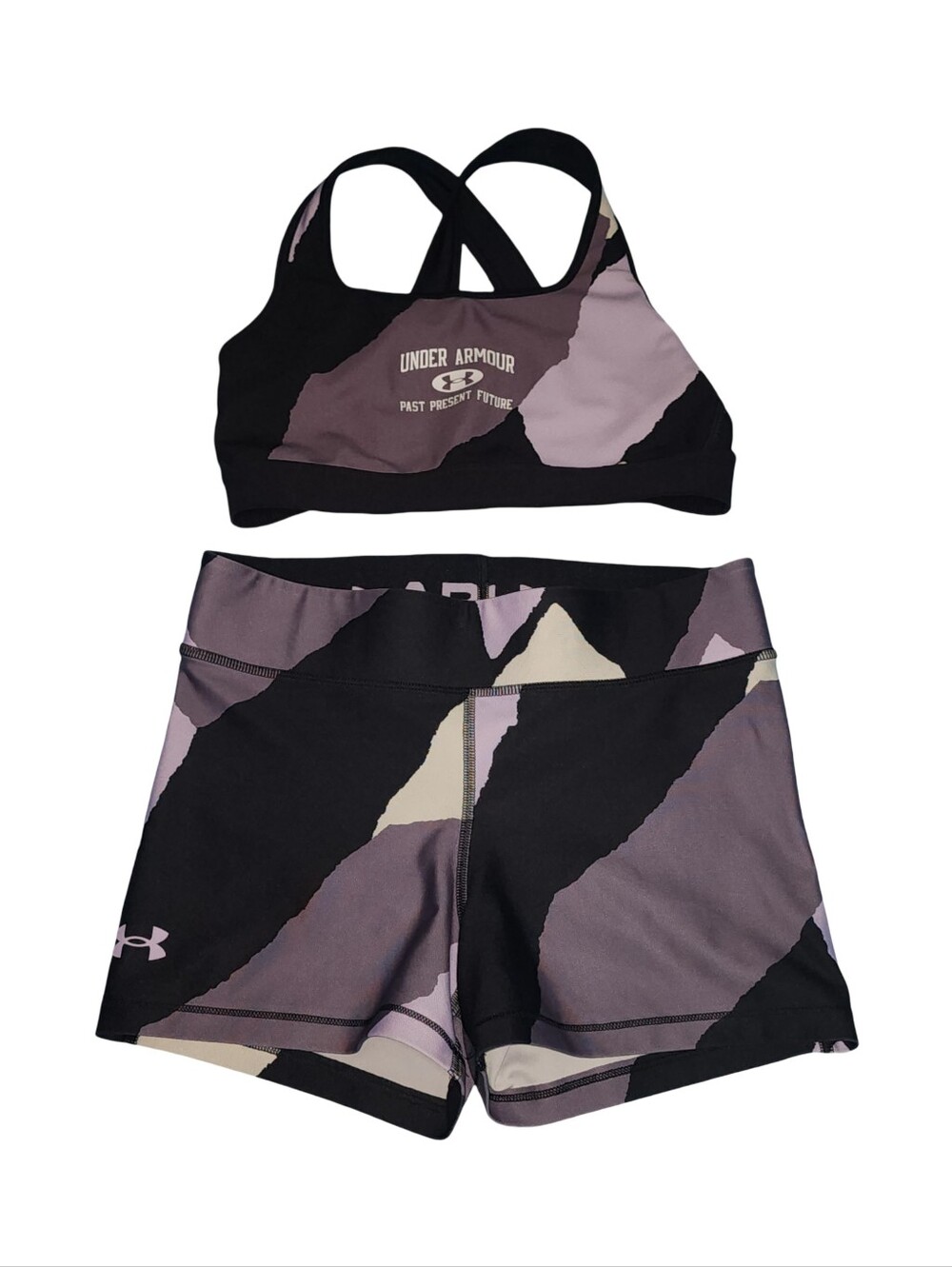 Under Armour Mid Crossback Sports Bra and Compression Short Set